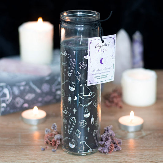 Crystal Witch Glass Tube Candle - Jasmine Fragrance with Amethyst Chips