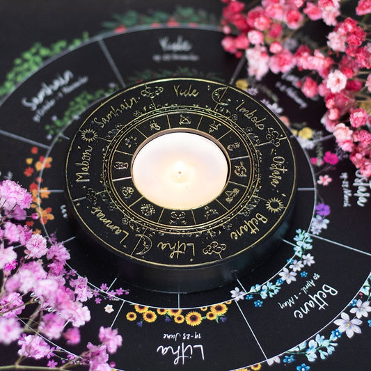 Wheel of the year tea light candle holder