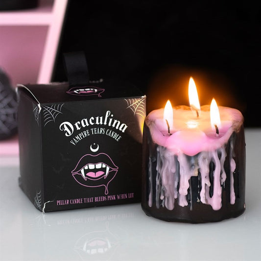 Vampire Tears Candle Black dripping pink candle (small)