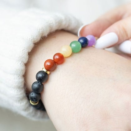 Chakra Mixed Gemstone Essential Oil Bracelet