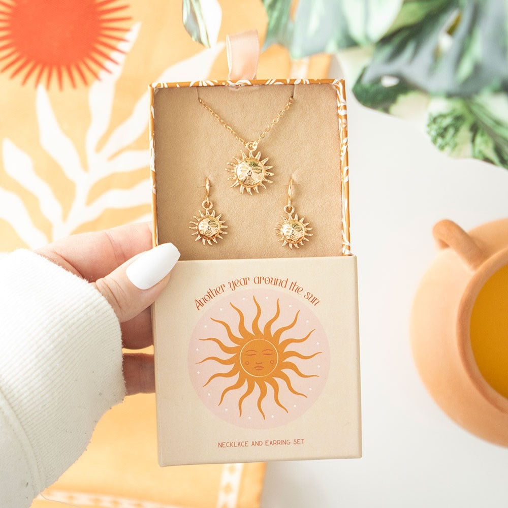 Sun Earrings and Necklace Set