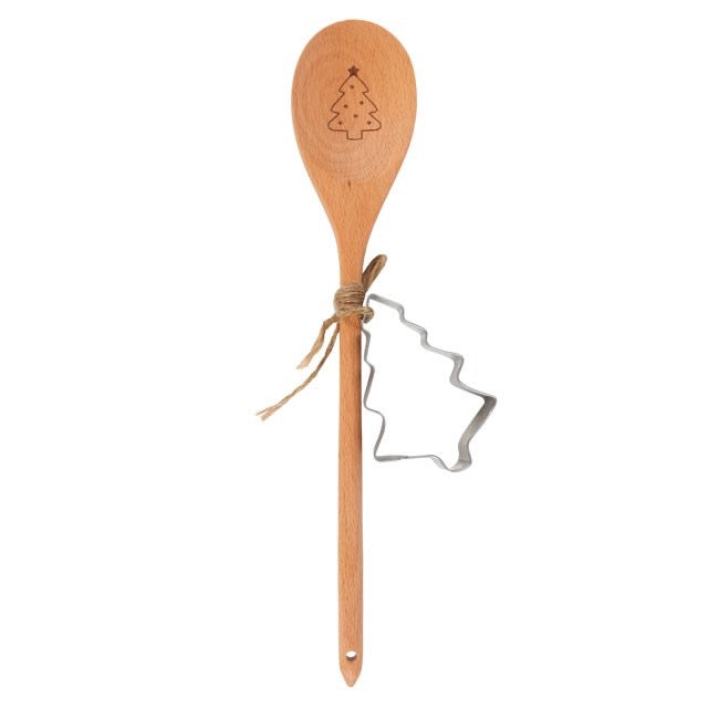 Tree Cutter & Wooden spoon festive set