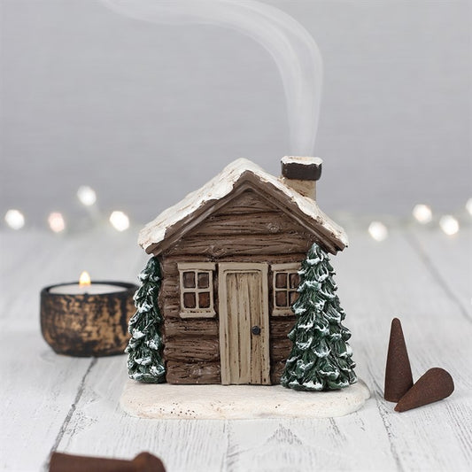 Log Cabin Incense Cone Burner Festive Decor