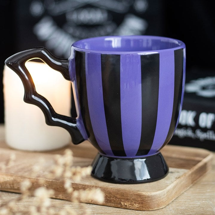 Purple Striped Bat Wing Teacup Mug