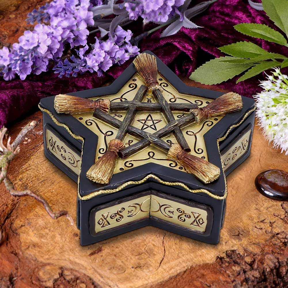 Broomstick Pentagram Trinket Box