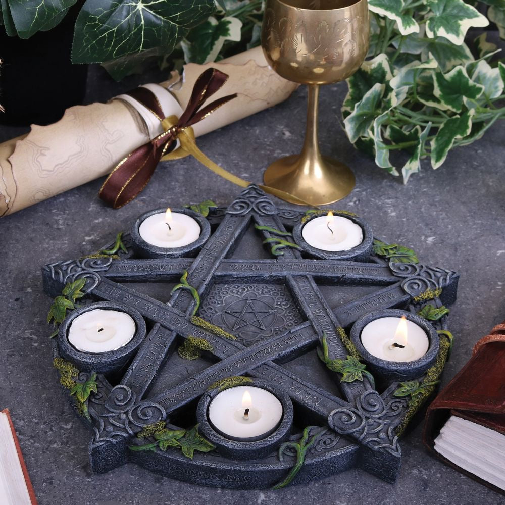 Pentagram and Ivy Spellwork Board / Candle Holder