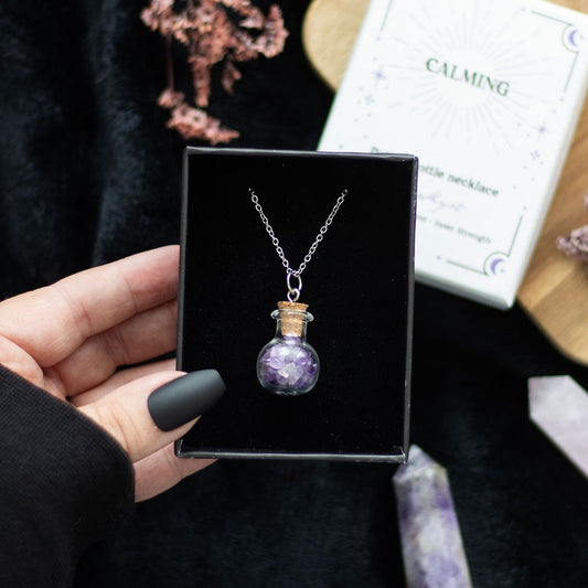 Potion Bottle Necklace 'Calming' Amethyst