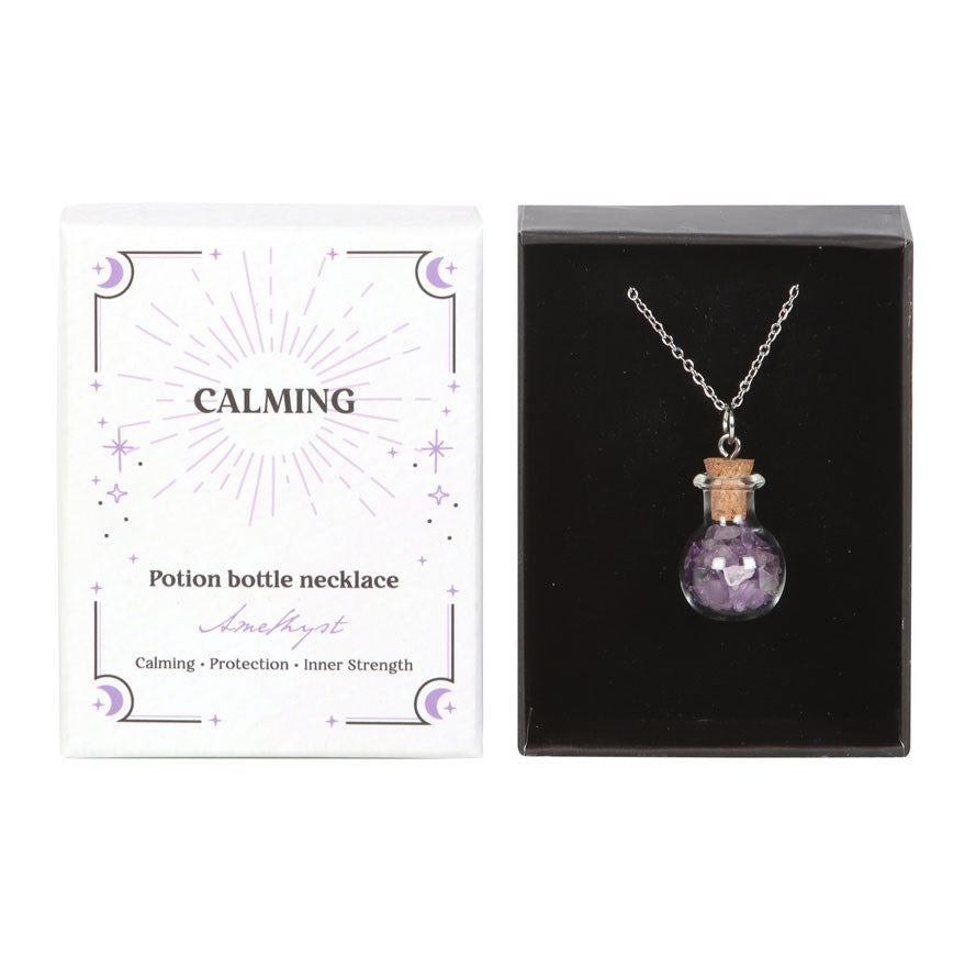 Potion Bottle Necklace 'Calming' Amethyst