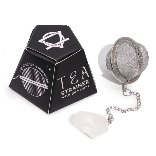 Tea Strainer with Clear Quartz raw gemstone