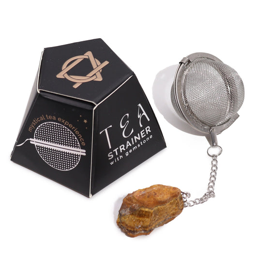 Tea Strainer with Tigers Eye raw gemstone