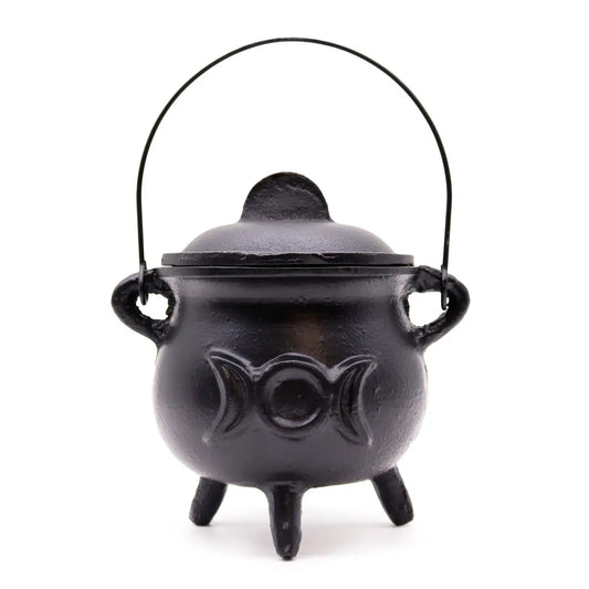 Cast Iron Cauldron with Triple Moon (Medium)