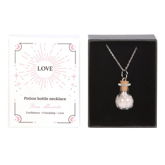 Potion Bottle Necklace 'Love' Rose Quartz