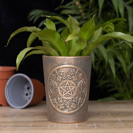 Triple Moon Bronzed Terracotta Plant Pot