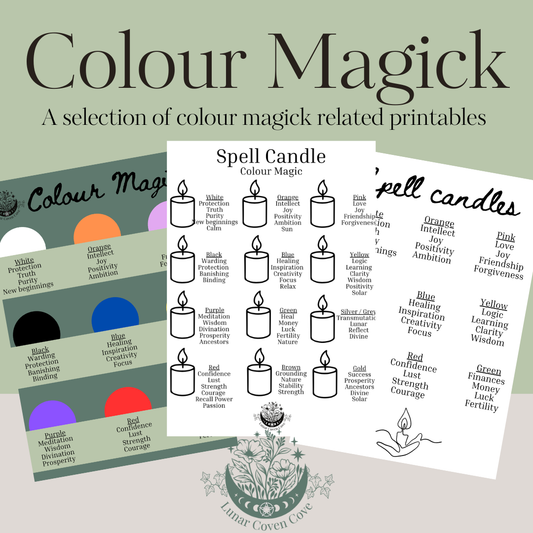 Spell Candles Colour Chart - Digital Download