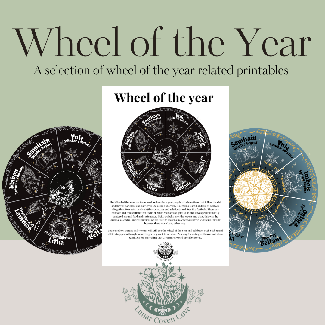 Wheel of the year Printable information - Digital Download