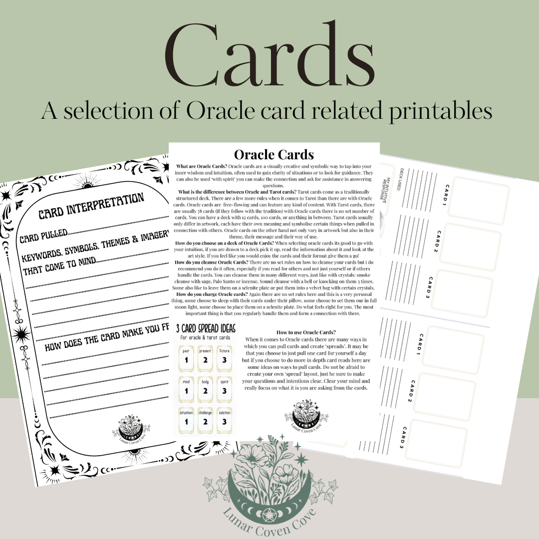 Oracle Card Worksheets - Digital Download