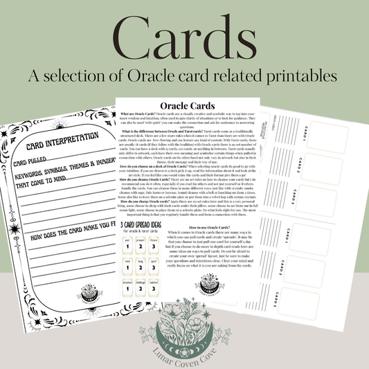 Oracle Card Worksheets - Digital Download